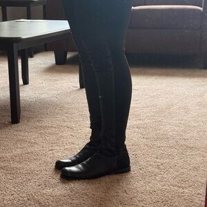 Black Leather Knee High Boots